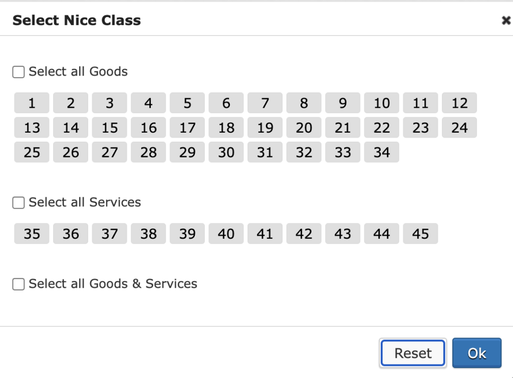 Trademark Class Search