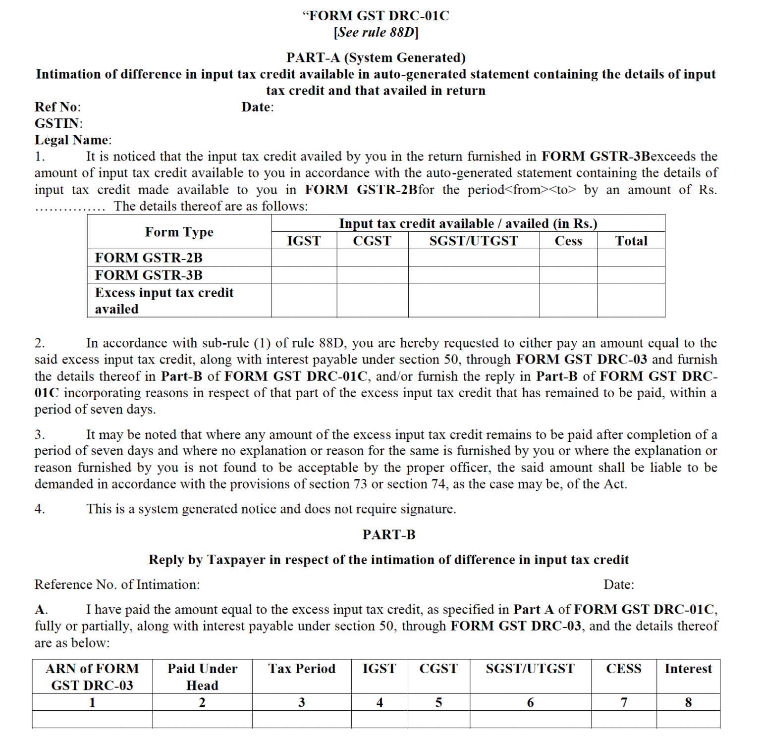 New: DRC-01B, DRC-01C, DRC-01D Under GST - For Mismatch In GST ...