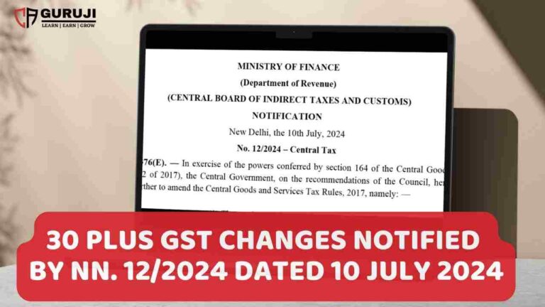 30+ Changes in GST notified by NNo. 12/2024 Dated 10th July 2024 – Central Tax |New GST Forms and Returns