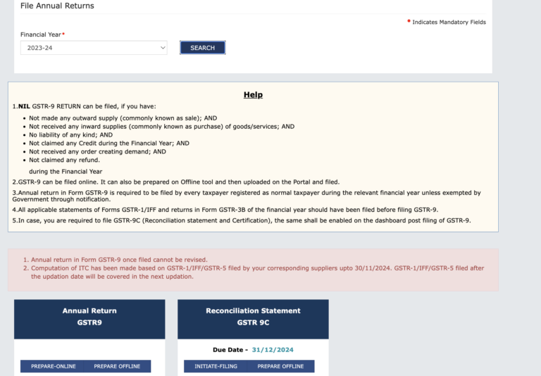 GSTR-9 form active on GST Portal for FY 2023-24 GSTR-9 Optional ...