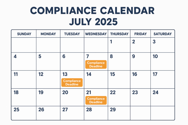 📅 Compliance Calendar for July 2025