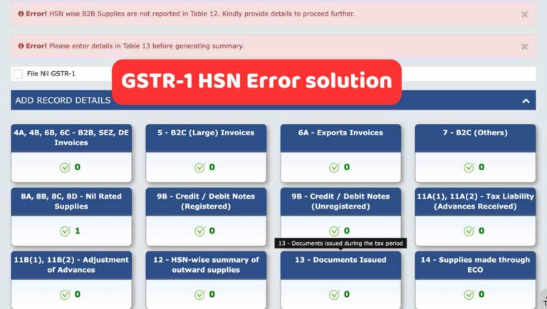 Getting Error in GSTR-1 Table 12 While Filing? 100% working solution