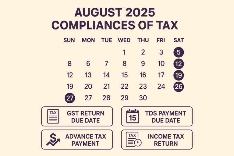 📅 August 2025 Compliance Calendar – GST, Income Tax & MCA