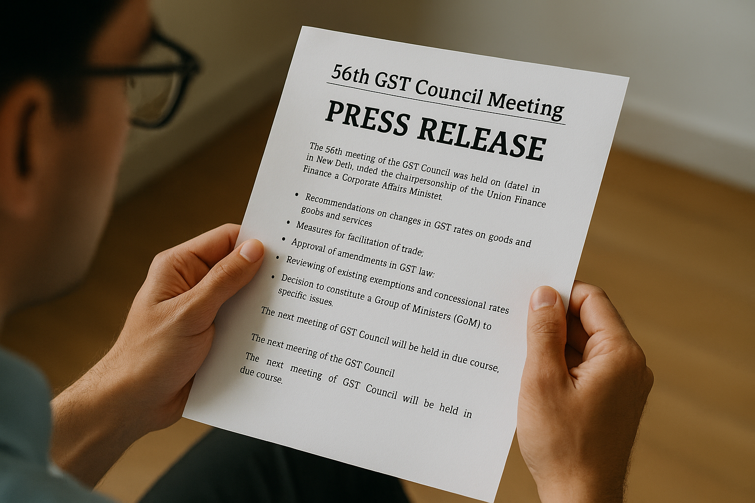 56th GST Council Meeting Press Release : Download