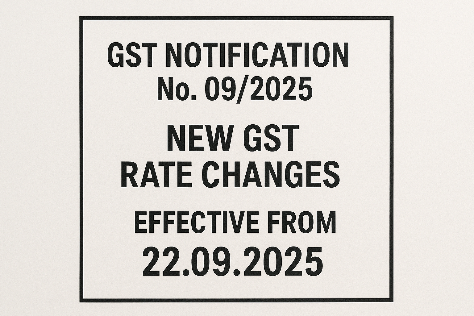 Notifications 09/2025 CT (R): Key GST Rate Changes effective from 22.09.2025