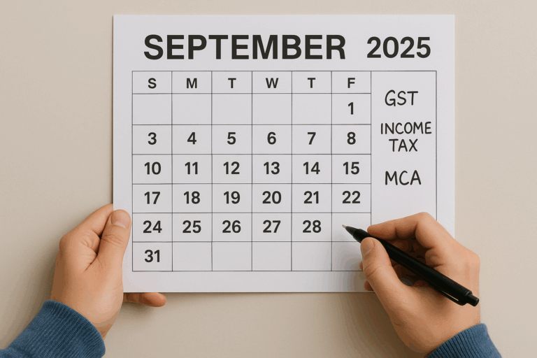 Compliance Calendar – September 2025 (GST, Income Tax & MCA)
