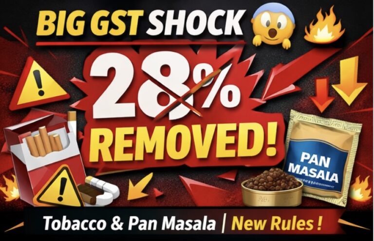 28% GST Gone! Big GST Changes for Tobacco & Pan Masala – New GST notifications
